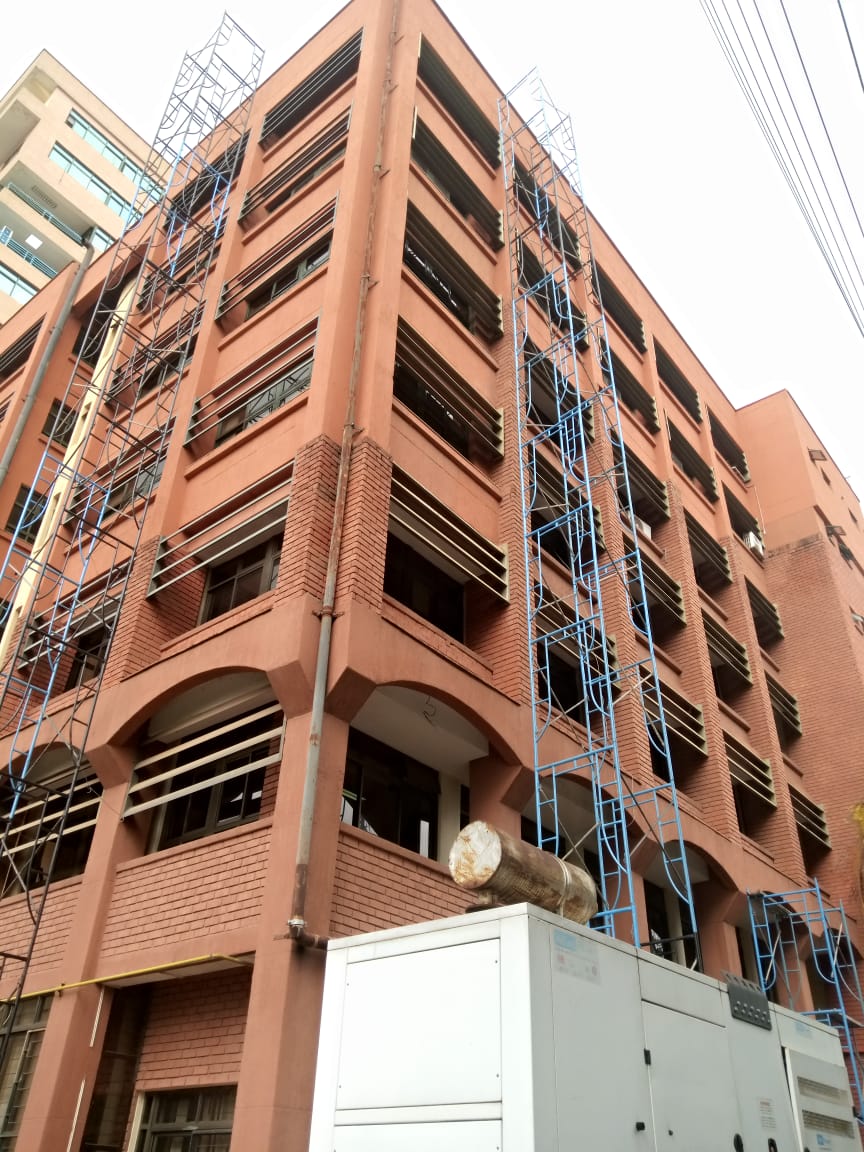 Second view of scaffolding at KASNEB